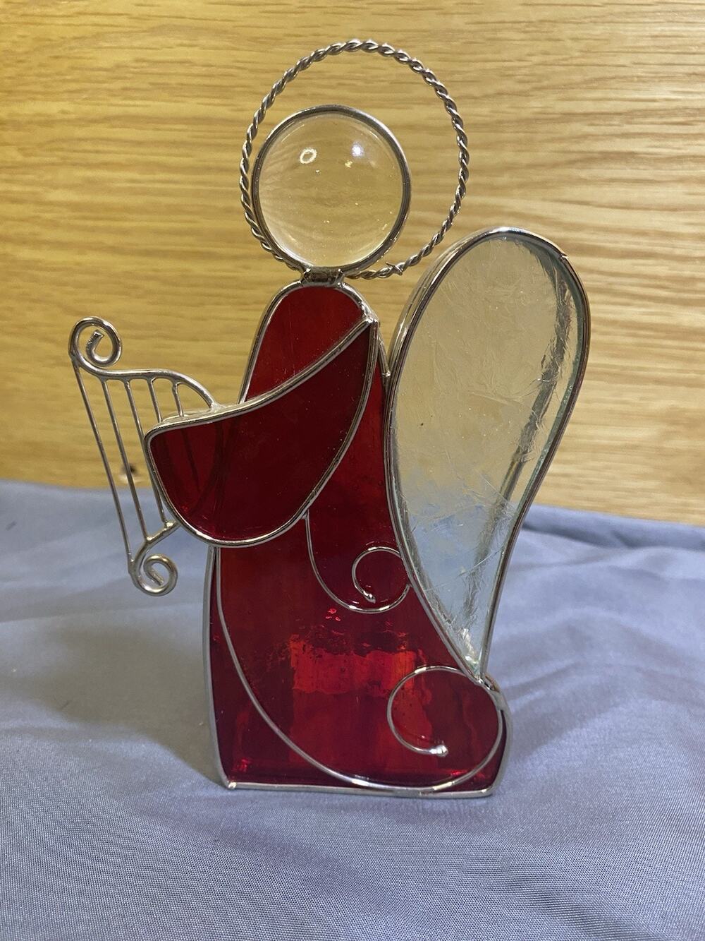 Stained Glass Angel Candle Holder Beautiful Tiffany Style Angel With Harp